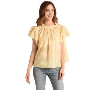 Travota Birds of Paradise Carla Blouse Top Shirt Womens Small Yellow White
